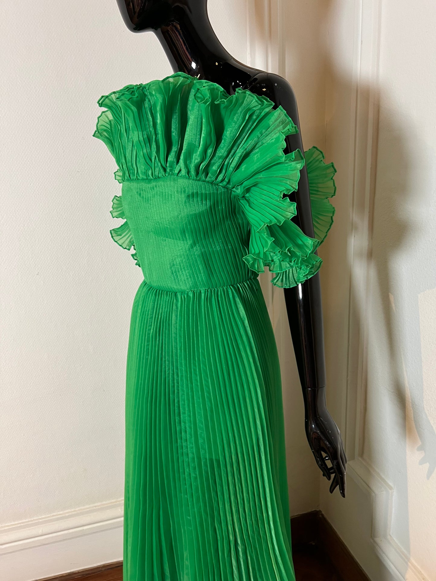 Green Pleaded Gown