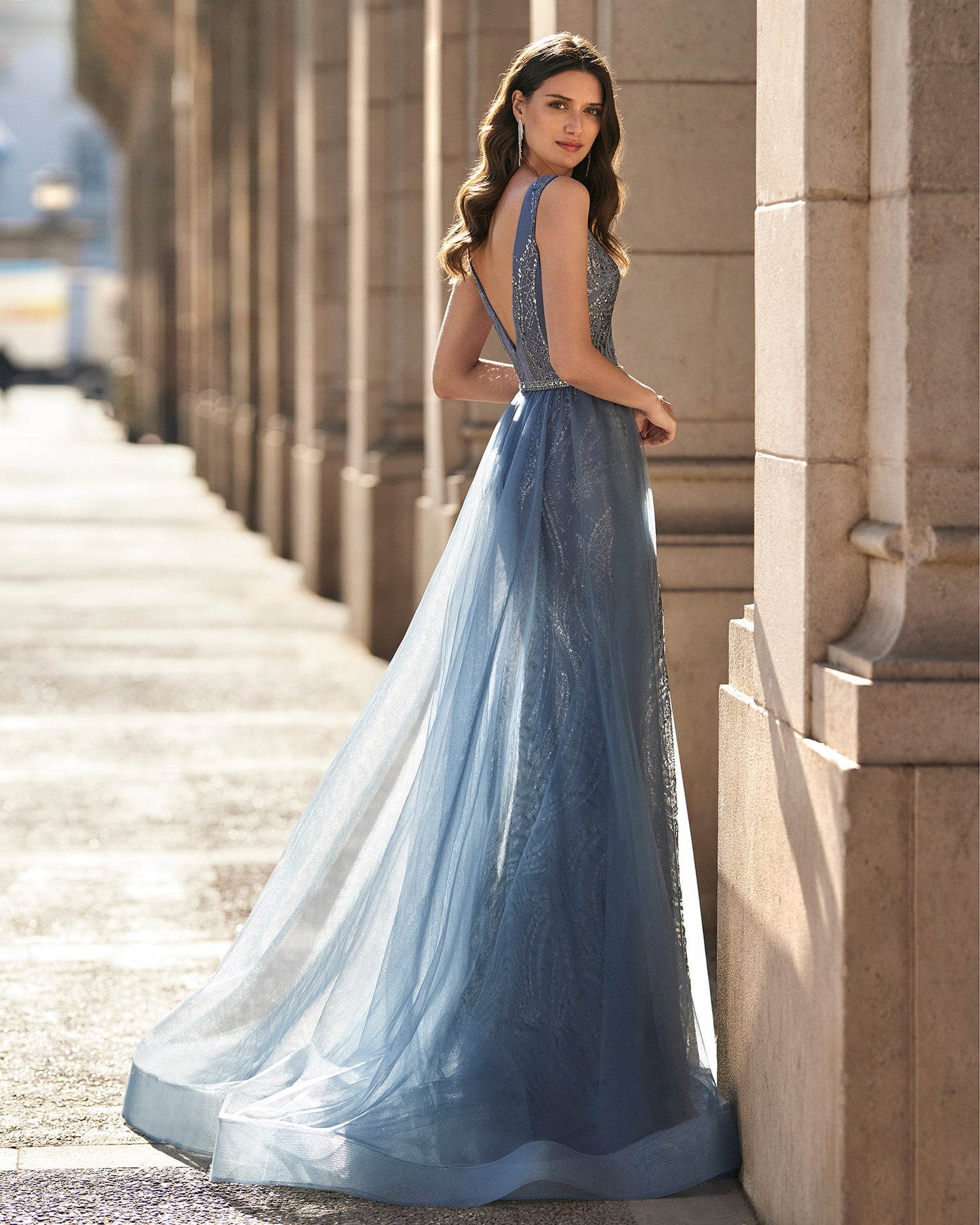 Evening dress tulle sequins AZUL by MARFIL