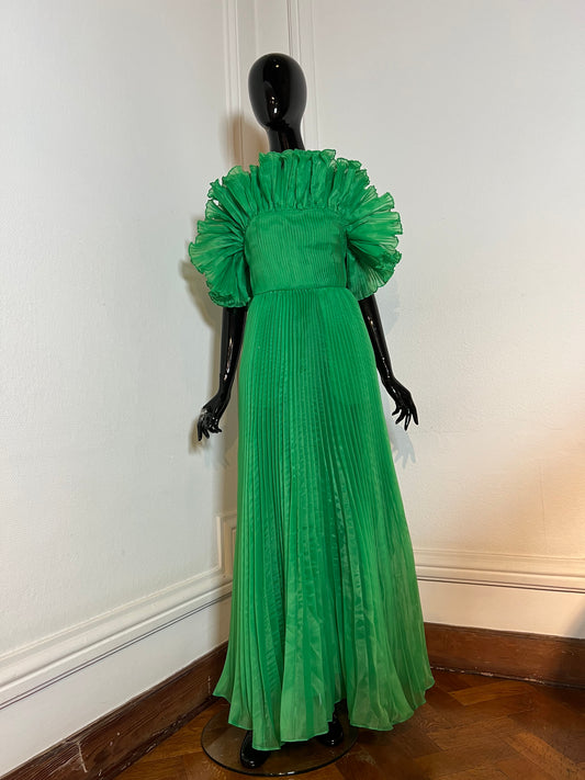 Green Pleaded Gown